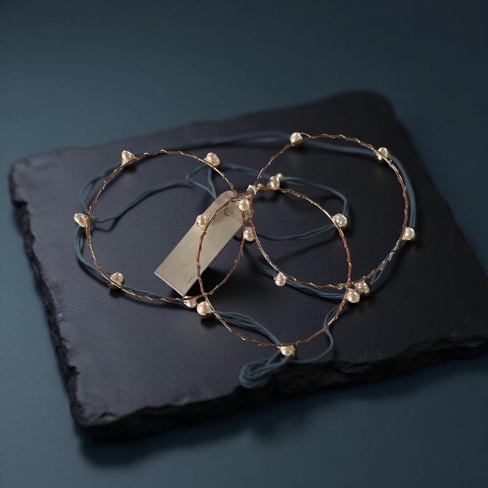 Gold and Cream Geometric Bracelet